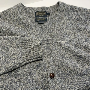 Pendleton Sweater Mens 100% Shetland Wool Washable Gray Grandpa Cardigan L - Picture 1 of 9