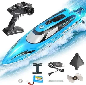BEZGAR 14" High-Speed RC Boat with LED Lights & 25 KMH – Waterproof Toy - Picture 1 of 4
