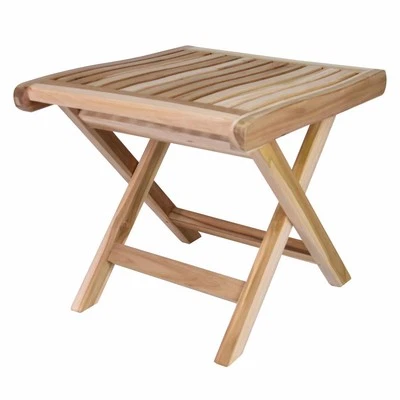 DIVERO Klapp-Hocker Bad-Hocker Ablage aus Teak Holz unbehandelt Handarbeit natur - Bild 1 von 4