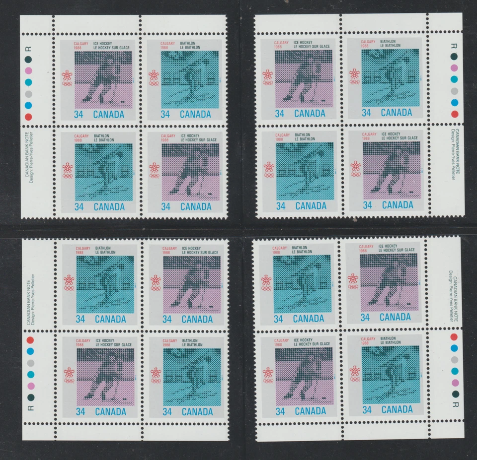 Canada 1986 SC# 1112a - Olympic Winter Games 1988 - 4 Plate Blocks M-NH Lot #A17 - Image 1 of 1