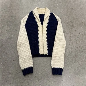 Vintage 50s 60s Cowichan Cardigan Sweater Hand Knit - Picture 1 of 11