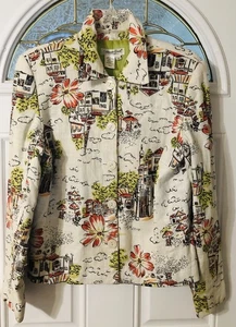 Coldwater Creek Women's Linen Blend Scenic Villas Print Jacket Size Small - Picture 1 of 9