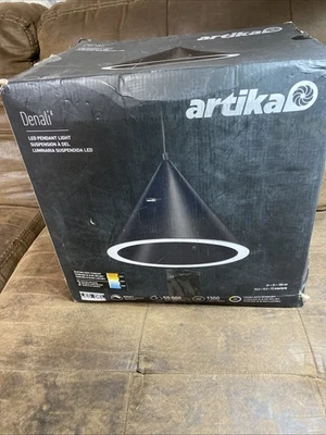 Artika Denali 1-Light Black Modern Retro 3 CCT Integrated LED Pendant Light NEW! - Image 1 of 2