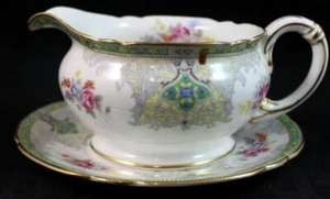 Shelley Georgian Green Gravy Boat with Underplate 13360 - Picture 1 of 4