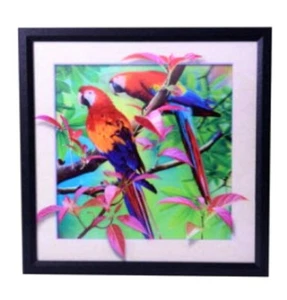5D Papagei Gemälde in Wand gerahmt Kunst tropisch, Strandhaus, Cabana, Wohndeko - Bild 1 von 3