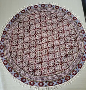 Persian Ghalamkar Hand-printed Tapestry Table Cloth Calico Wall Hanging 39"x39" - Picture 1 of 5