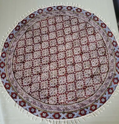 Mantel tapiz impreso a mano persa Ghalamkar calicó colgante de pared 39"x39" Foto 1 de 4