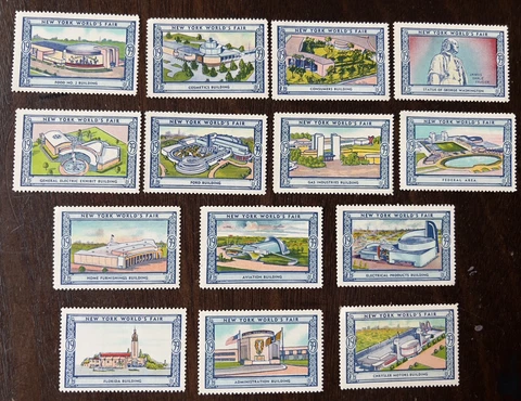 1939 US NEW YORK WORLD'S FAIR CINDERELLA POSTER STAMPS MINT MH OG FOUR SET OF 14 Cover
