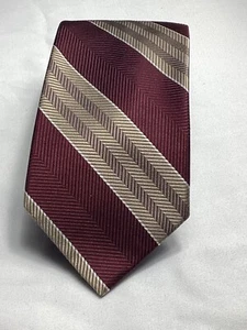 Jos A Bank Executive Collection Burgandy / Gold Stripes Tie 100% Silk 59” - Picture 1 of 5