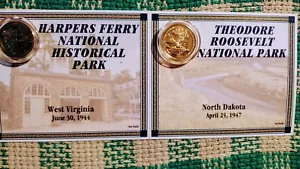 LOT OF # 2 GOLD STATEHOOD QUARTERS WEST VIRGINIA & NORTH DAKOTA NATIONAL PARKS - Picture 1 of 17