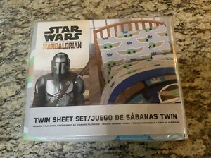 Star Wars The Mandalorian Baby Yoda 3 Piece Twin Bedding Sheet Set & Pillowcase - Picture 1 of 5