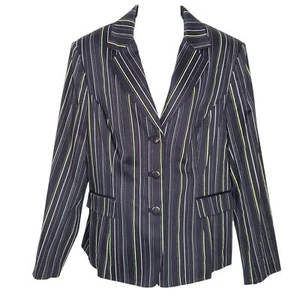 NUOVA giacca blazer donna John Meyer 18 blu navy 18 verde a righe bianche - Foto 1 di 6