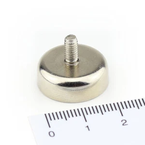 10 NEODYM FLACHGREIFER TOPFMAGNETE D20x7 mm M4 Außen Gewinde Zapfen 14 KG - Bild 1 von 4