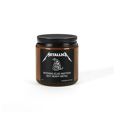 Vela Metallica design personalizado banda de rock tributo cera de soja vela perfumada - Imagem 1 de 2