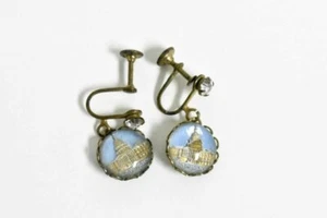 VTG 1950s Washington DC Capitol Building Souvenir Screw Back Earrings Jewelry - Picture 1 of 5