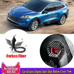 Carbon Car Keyless Engine Start Stop Button Cover For Ford Escape Kuga 2020-2024 - Picture 1 of 7