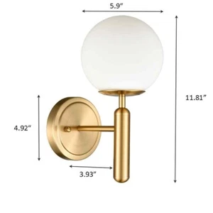 2 Pack Mid-Century Modern Wall Sconce Golden Globe Glass Wall Light - Picture 1 of 5