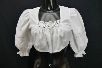 Gr.40 Dirndlbluse weiß Bluse für Dirndl Hanne Model mit Spitze Stickerei B10767 - Bild 1 von 4