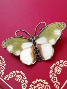 Hroar Prydz Norway 925S Brosche Pin Nadel Emaille enamel Schmetterling Butterfla - Bild 1 von 12