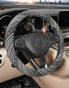 Boho Ethnic Steering Wheel Cover, Baja Blanket Cloth, Fits 14.5-15.25 inch - Picture 1 of 6