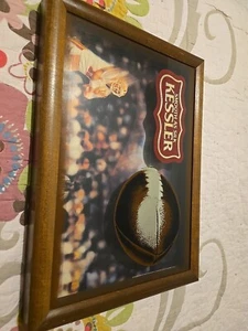 Vtg Kessler Whiskey Smooth Framed Bar Sign Football 3D Picture Box MCM - Picture 1 of 13