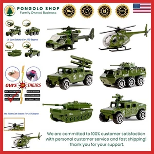 6-Pack Die-Cast Military Vehicle Set - Tank, Jeep & Helicopters for Kids Ages 3+ - Picture 1 of 9