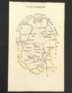 Wiltshire Karte von John Aikin England abgegrenzt mit Text Original 1803 - Bild 1 von 3