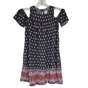 Gap Kids Girls Dress Blue Pink Cold Shoulder Shift Size Medium - Picture 1 of 14