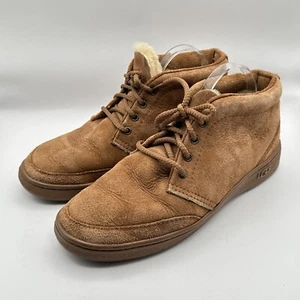 Vtg UGG Chukka Boots Mens Size 11 Brown Suede Pure Wool Lined Winter Luxury Cozy - Picture 1 of 9