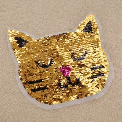 Reversible Sequins Cat Pach DIY Sewing Iron on Clothes Decoration Applique Craft - Image 1 of 4