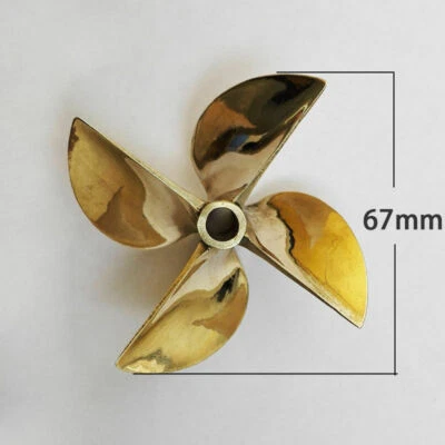 Left PROPELLER 26cc Brass Prop 6717 1/4" Shaft 4 Blade 67mm Diameter RC Boat 834 - Image 1 of 4