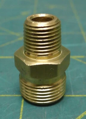 1/2" Male SAE X 1/8" Male NPT Brass Straight Reducer Adapter Pipe Hex Fitting - Image 1 of 4
