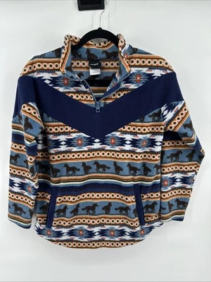 Cruel Girl Size XXL 14/16 Fleece Horse Full Over Sweater Navy Blue Aztec Stripe - Image 1 of 4