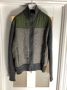 Moncler Men's Maglia Cardigan Jacket Green Herring Bone Size L More Medium - Picture 1 of 8