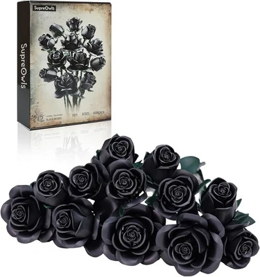 Black Roses Bouquet 608pcs Building Set  Gothic Decor Gift - NEW - Image 1 of 4