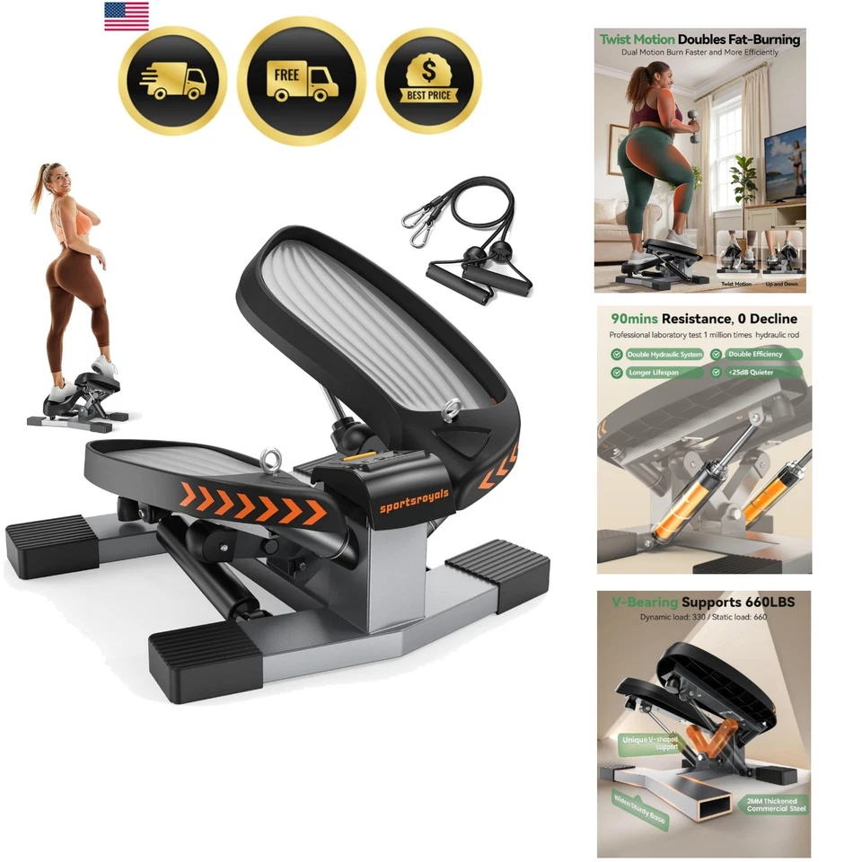 Sportsroyals Stair Stepper Exercises-twist With Resistance Bands 330 Lbs Weight