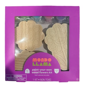 Mondo Llama Paint Your Own Wood Flowers Kit  paint & brushes included - Picture 1 of 4