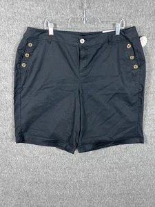 Lane Bryant Bermuda Shorts Damen 16 schwarz Seitenknöpfe Chino Reißverschluss Hosenschlitz Taschen - Bild 1 von 15