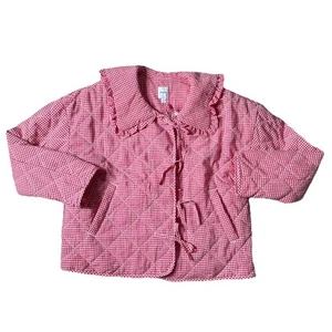 NWT Maeve Anthropologie The Hazel Quilted Gingham Jacket Red White Large - Picture 1 of 8