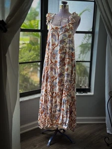 House Of Harlow 1960 Maxikleid Gr. L Blumen gesmokt Cottagecore - Bild 1 von 15