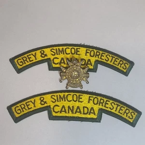 Grey & Simcoe Foresters Battle Dress Shoulder Flash Pair + Collar Badge - Picture 1 of 5