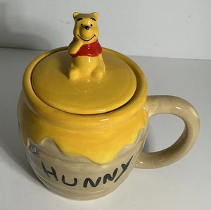 Winnie The Pooh Hunny Pot Disney Ceramic Mug 20 Oz. 6 1/2 Inch W/ Lid Collector - Picture 1 of 9