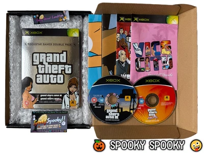 Grand Theft Auto Double Pack III & Vide City XBOX - UK PAL VGC CIB with Maps - Image 1 of 4