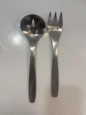 Rare HULL Japan RUSSEL WRIGHT Highlight Pinch MCM  Big Salad Fork & Spoon DIVINE - Image 1 of 4