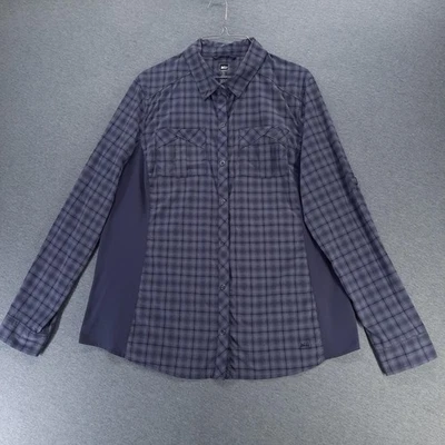 Camisa REI para mujer XL gris púrpura manga larga frente a presión paneles elásticos senderismo Foto 1 de 4
