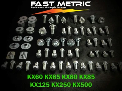 96pc KX PLASTIC BODYWORK BOLT KIT KAWASAKI KX60 KX65 KX80 KX85 KX125 - Image 1 of 3