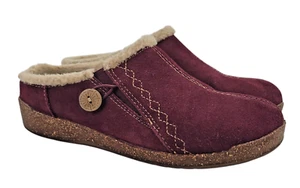 Earth Origins Women's Aurora Johanna Maroon Comfort Sheepskin Clogs Size 8 W - Picture 1 of 12