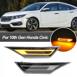 For 2016-2021 10th Gen Honda Civic Amber LED Side Marker Turn Signal Light Clear - Foto 1 di 11