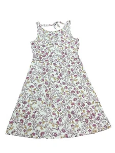 Mädchen 16 Blumen & Paisley 100 % Baumwolle Strick Tie Back Creme Burgund Senf Kleid - Bild 1 von 11