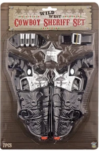 WILD WEST TWIN COWBOY GUN SET & COWBOY GUN HOLSTER SET DRESS UP FUN KIDS TOYS - Picture 1 of 3